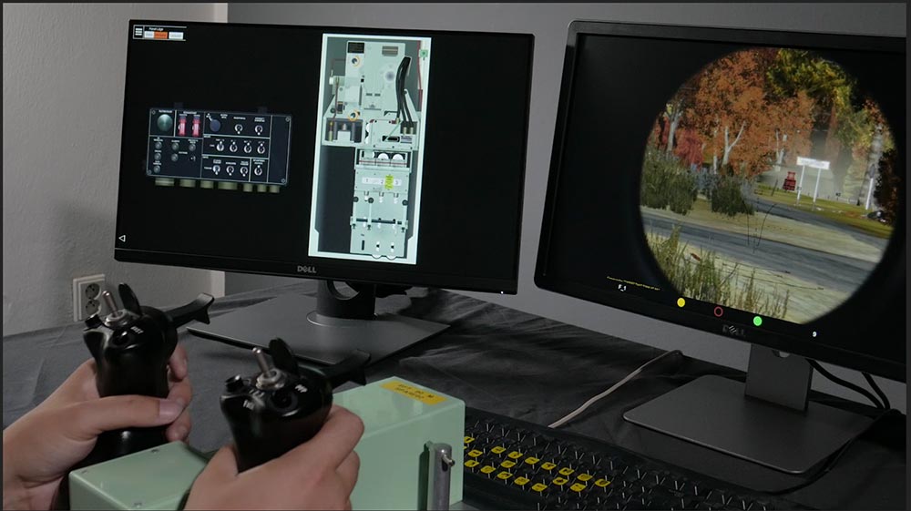 A high-fidelity emulated controller in use for desktop VBS-based training.