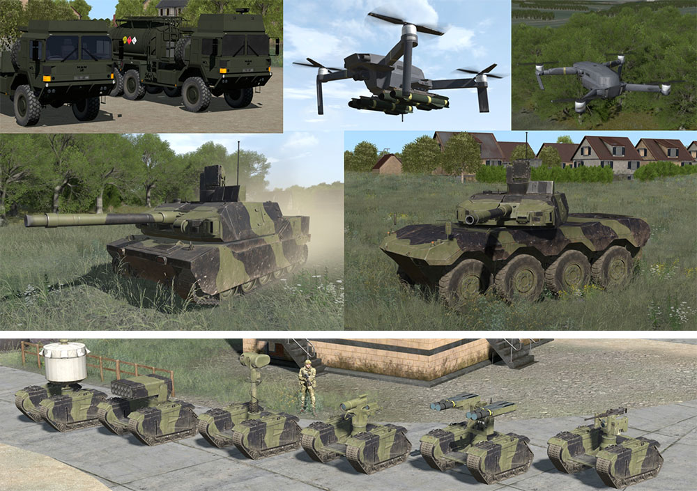 Examples of drone systems built in VBS for the British Army