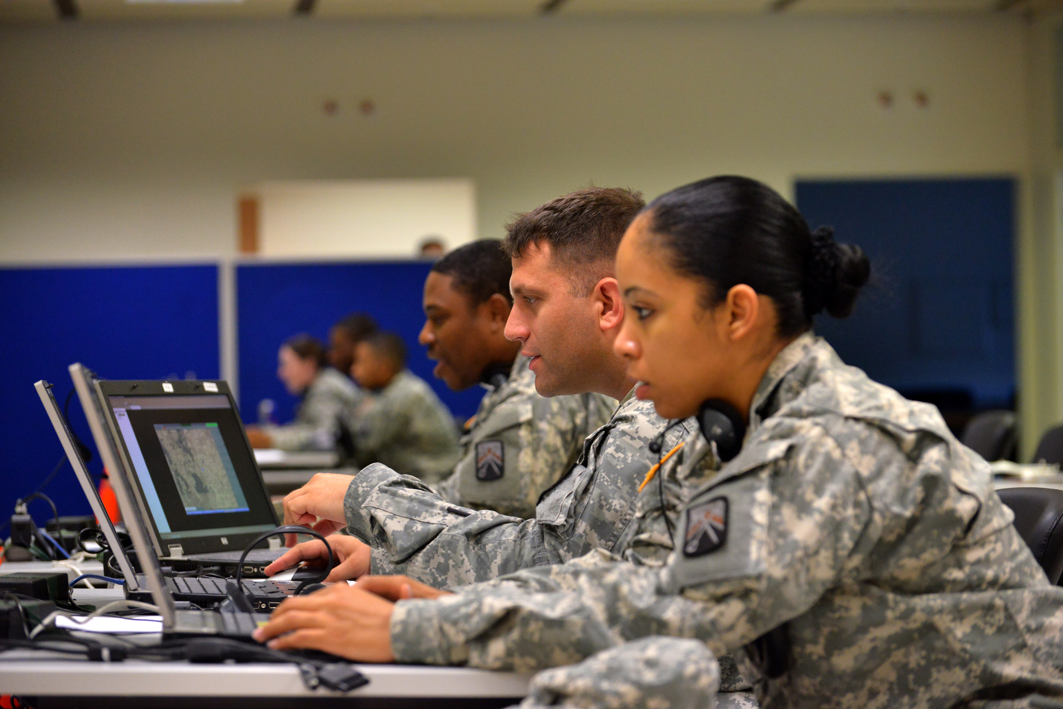 Soldiers simulate finance operations in a distributed exercise. Credit: US Army