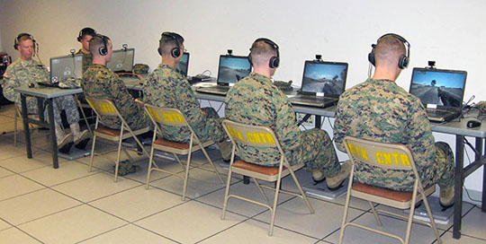 U.S. Marines dismounted infantry training at USMC's Camp LeJeune virtual training military simulation