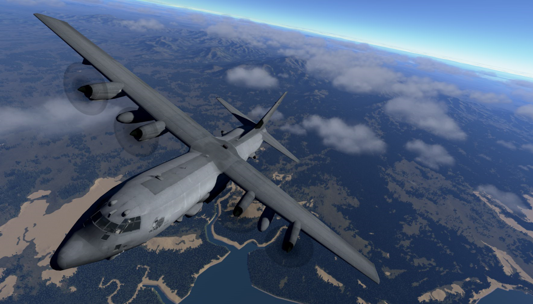 AC-130 virtual training high-fidelity 3D cockpit virtual open world military simulation