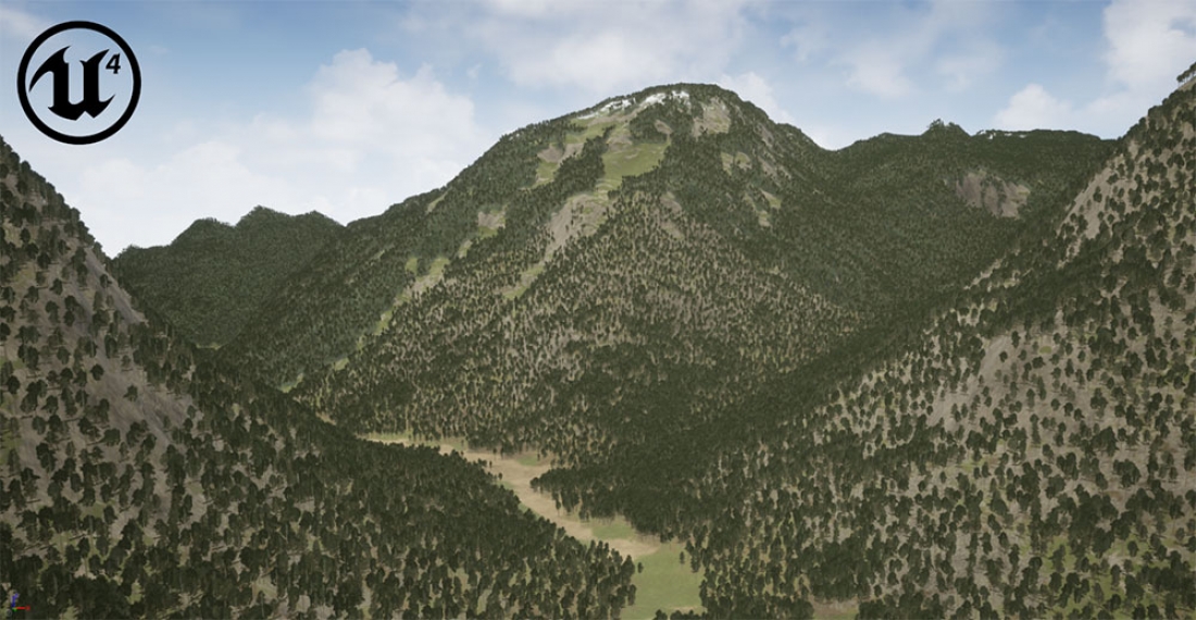 Unreal Alps terrain correlated with VBS4