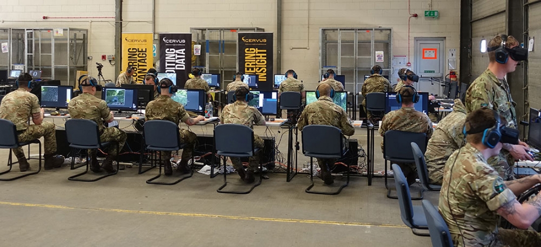 British Army soldiers conduct a mission in VR as part of VRLT.