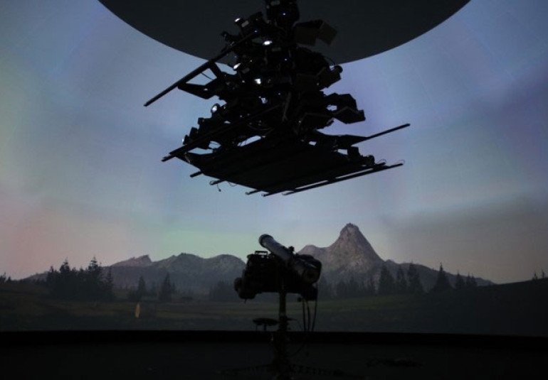 dome display image generation using 27 projectors ADF military training virtual reality simulated missile defense